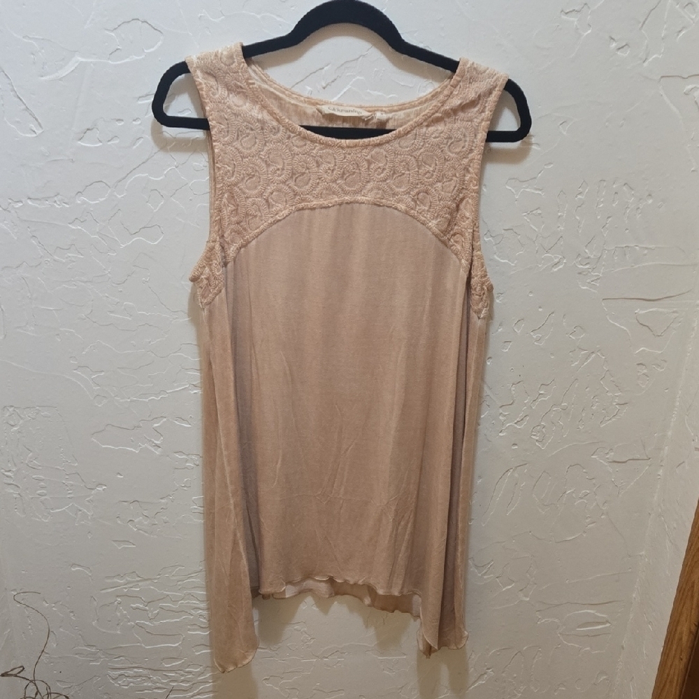 3/$10 Soft Surroundings Beige Lace Tunic